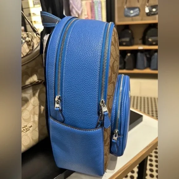 COACH Court Backpack CJ593 In Khaki/Racer Blue Signature Canvas Authentic NWT - Picture 6 of 8